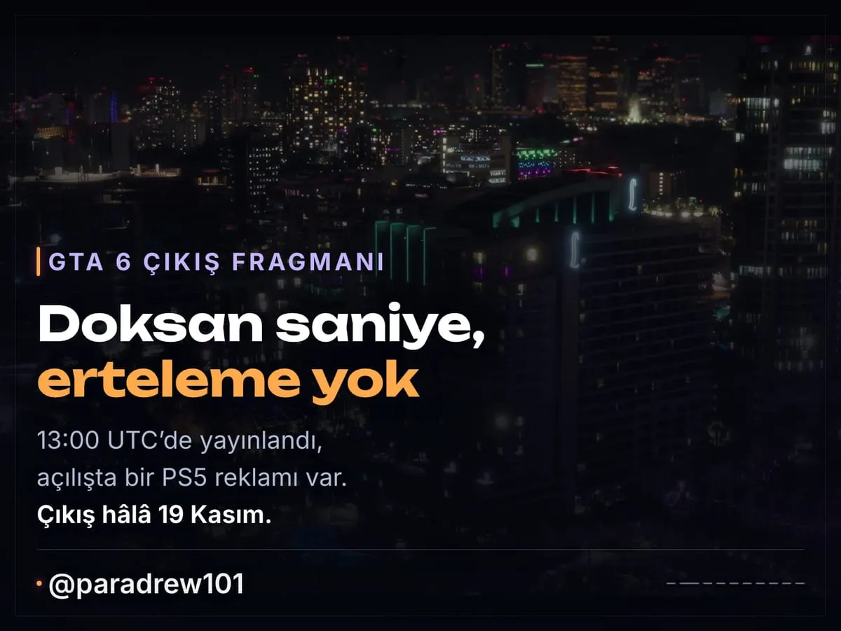 Slide 2 of 10: GTA 6 çıkış fragmanı: kare kare inceleme