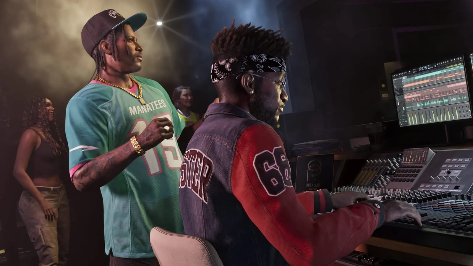 Музыкальная студия в GTA VI: двое у микшерного пульта
