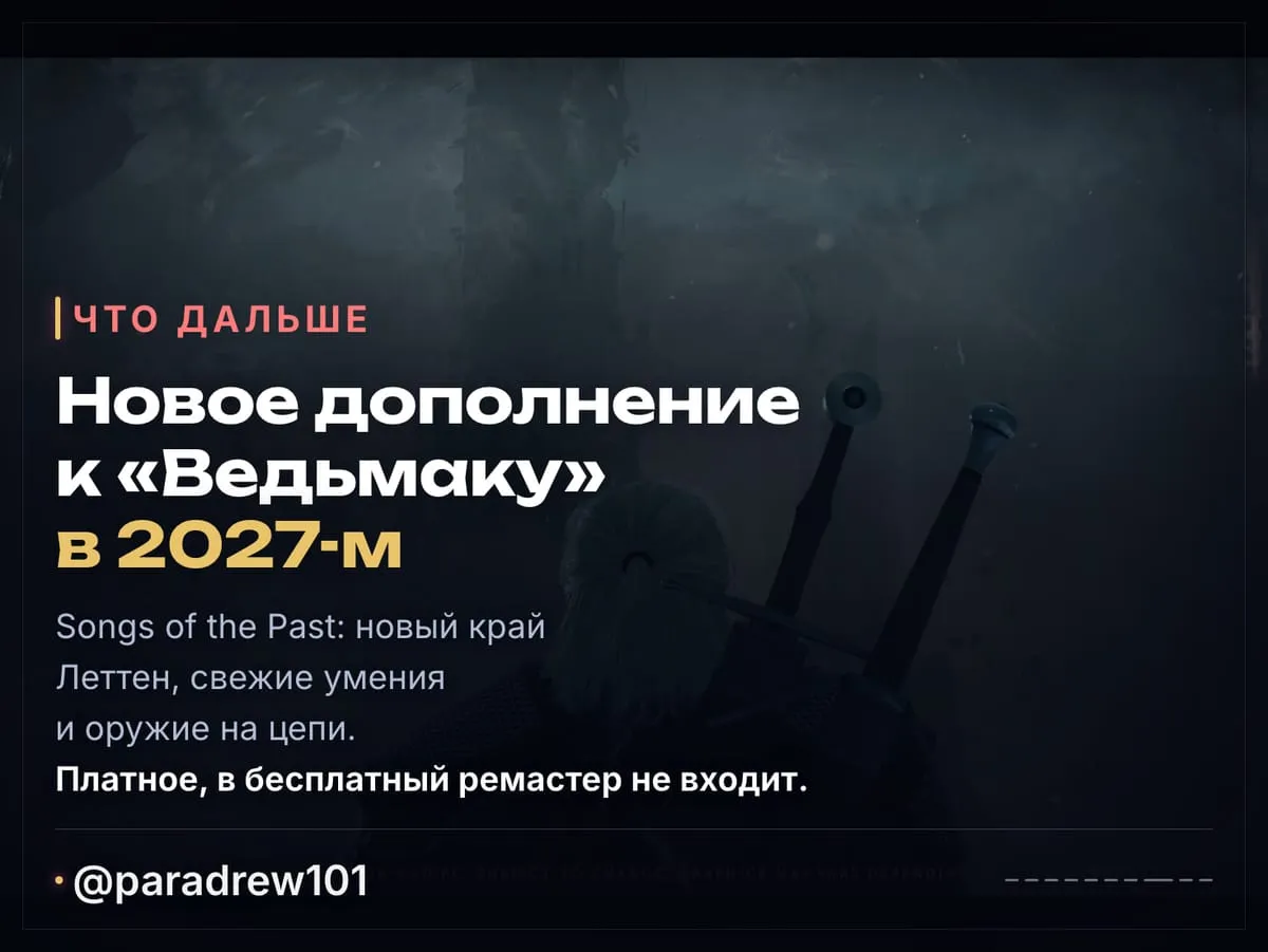 Слайд 8 из 10: Ремастер «Ведьмака 3» бесплатно: 29 сентября, 13:00 МСК
