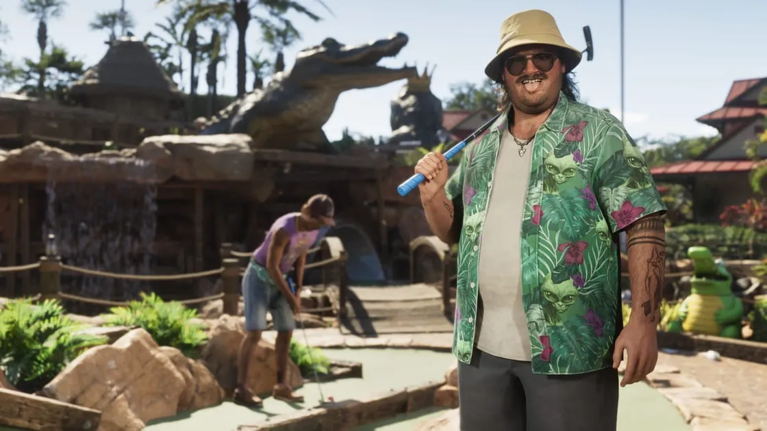 Cal Hampton de camisa havaiana, imagem oficial de GTA VI